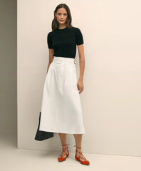 Gurkha Pleated Skirt in Cotton Blend