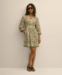 Linen Blend Floral Print Dress