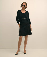 Cotton-Viscose Blend Fluted Lace Skirt