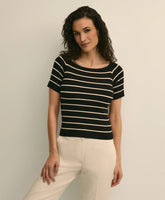 Silk Blend Ballet Neck Stripe Sweater