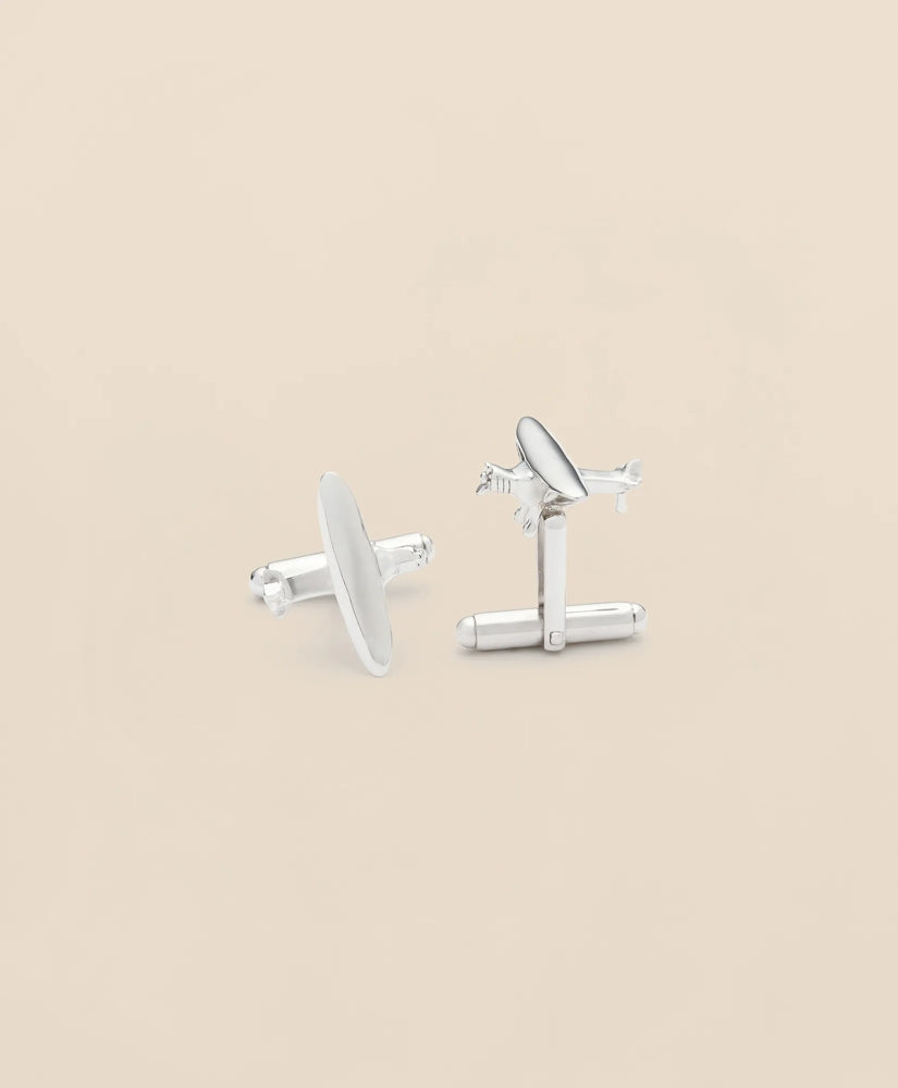 Sterling Silver Rhodium-Plated Airplane Cufflinks