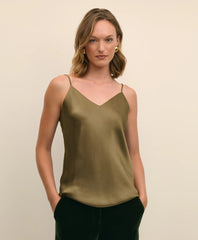 V-Neck Cami in Washable Silk Charmeuse