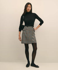 Wool Multi-Check Wrap Mini Skirt