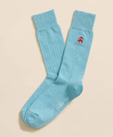 Cotton Blend Ribbed Socks with Embroidered Golden Fleece