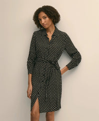 Belted Dot-Print Shirt Dress