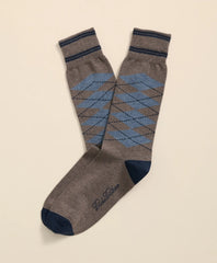 Cotton-Blend Tipped Argyle Socks