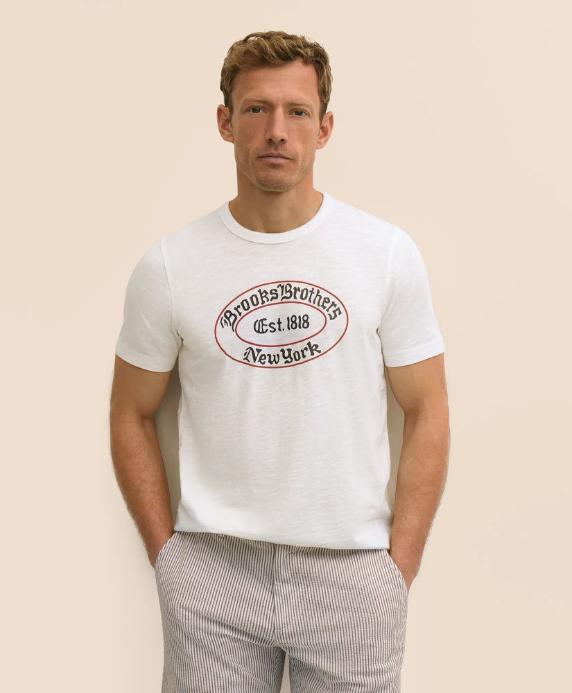 Cotton Slub Emblem Graphic T-Shirt