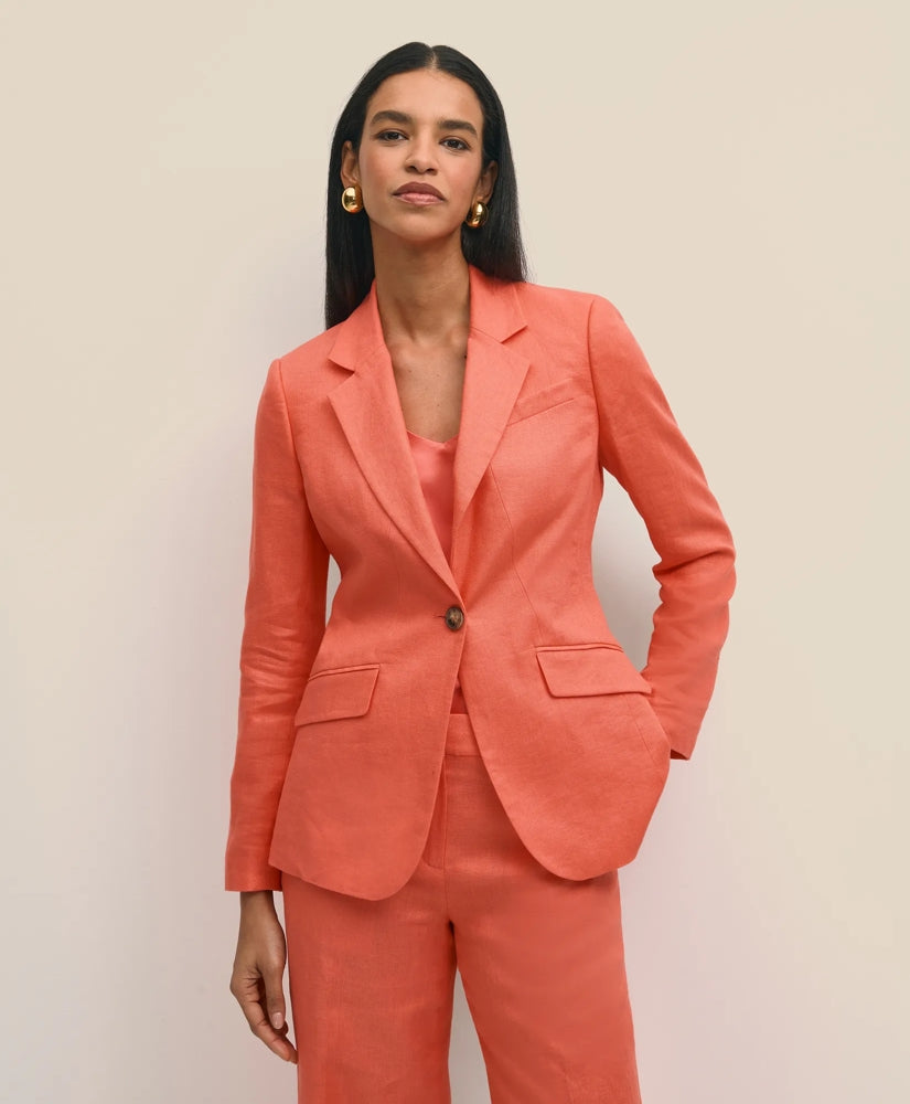 Linen One-Button Notch Lapel Jacket