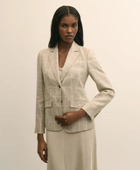 Linen-Wool Blend Windowpane Jacket