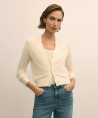Wool-Cashmere Blend Cropped Cardigan